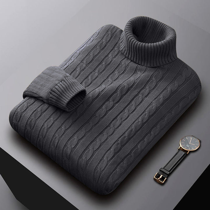 Herren nan grob gestrickter Rollkragenpullover mit Zopfmuster und wärmender Strickstruktur Drune