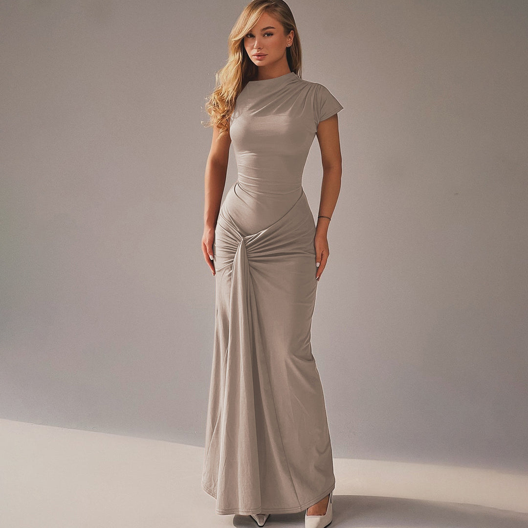 Damen Elegantes Maxikleid mit Drapierung und asymmetrischem Saum Drune