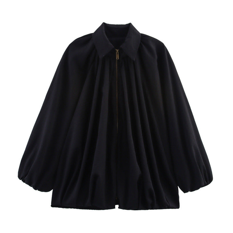 Damen Modische Bluse mit Volants und Reißverschluss Drune