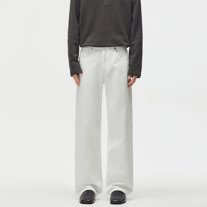 Herren Weitgeschnittene Chinohose aus Baumwoll-Twill mit tiefem Schritt Drune