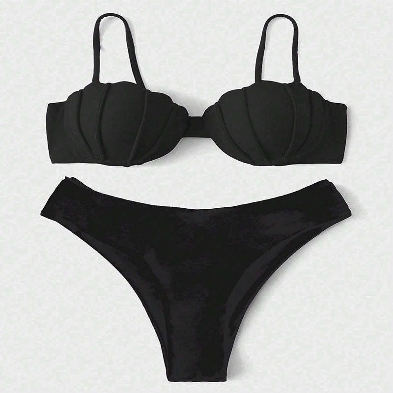 Damen Bikini-Set mit besonderer Muschelform und hohem Bund Drune