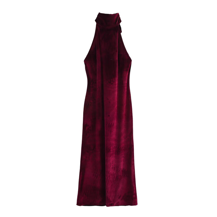 Damen Abendkleid mit hohem Kragen und fließendem Schnitt Drune