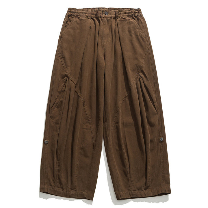 Damen Culotte-Hose im Paperbag-Stil mit elastischem Bund, Teilungsnähten und weitem Bein Drune