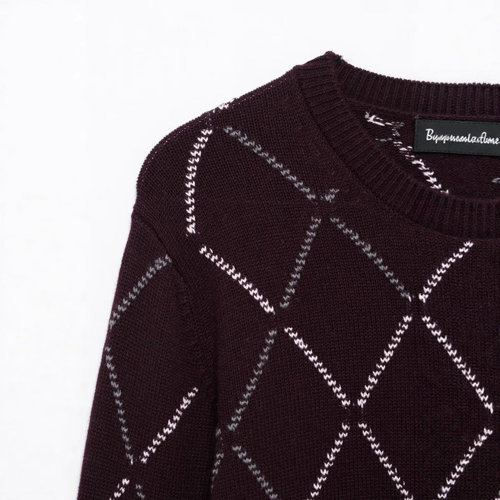 Damen Strickjacke mit geometrischem Muster und Knopfverschluss Drune