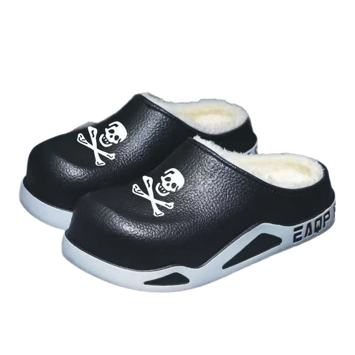 Herren Gefütterte PU-Clogs mit Totenkopfprint und profilierter EVA-Sohle Drune