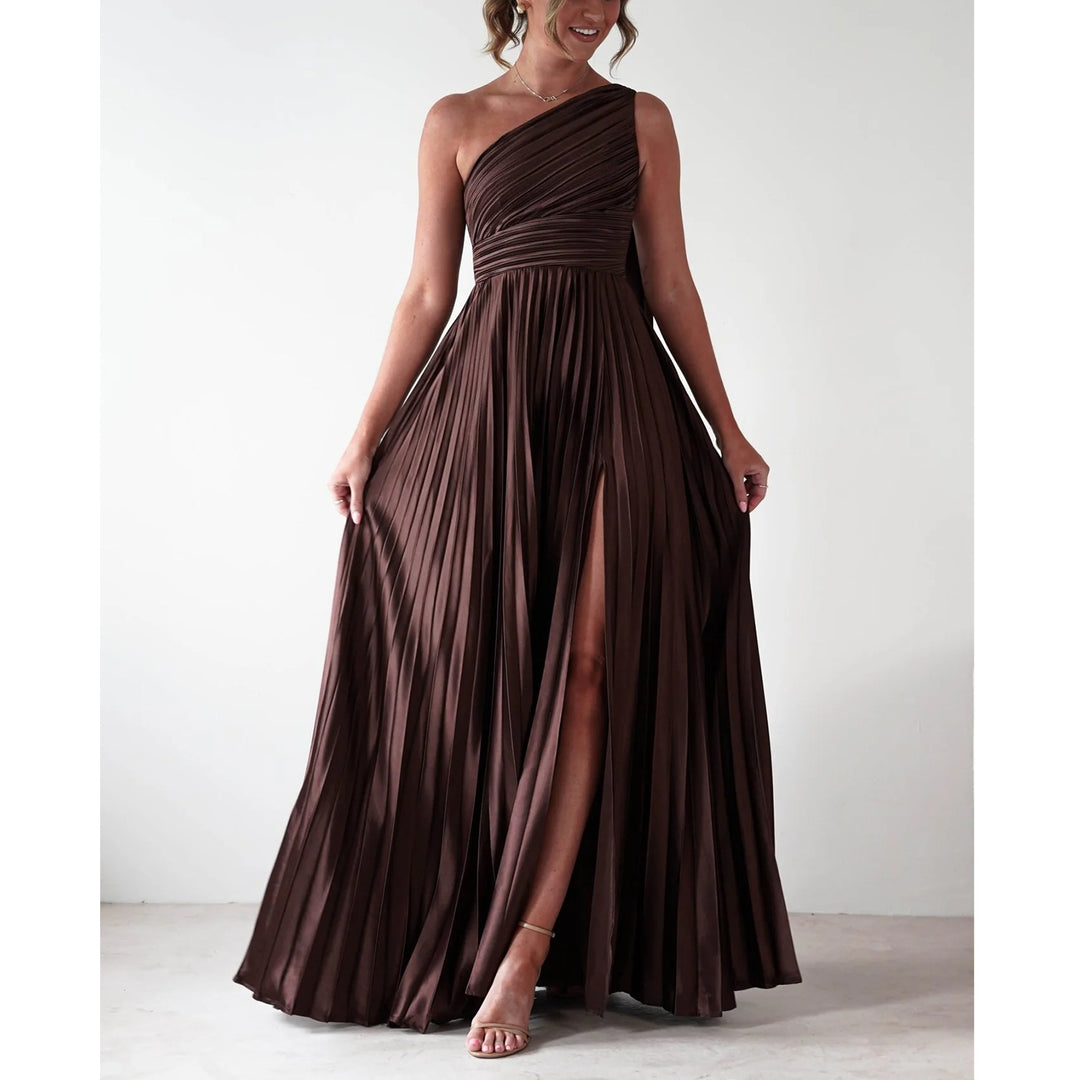 Damen Abendkleid mit elegantem Faltenrock und asymmetrischem Oberteil Drune