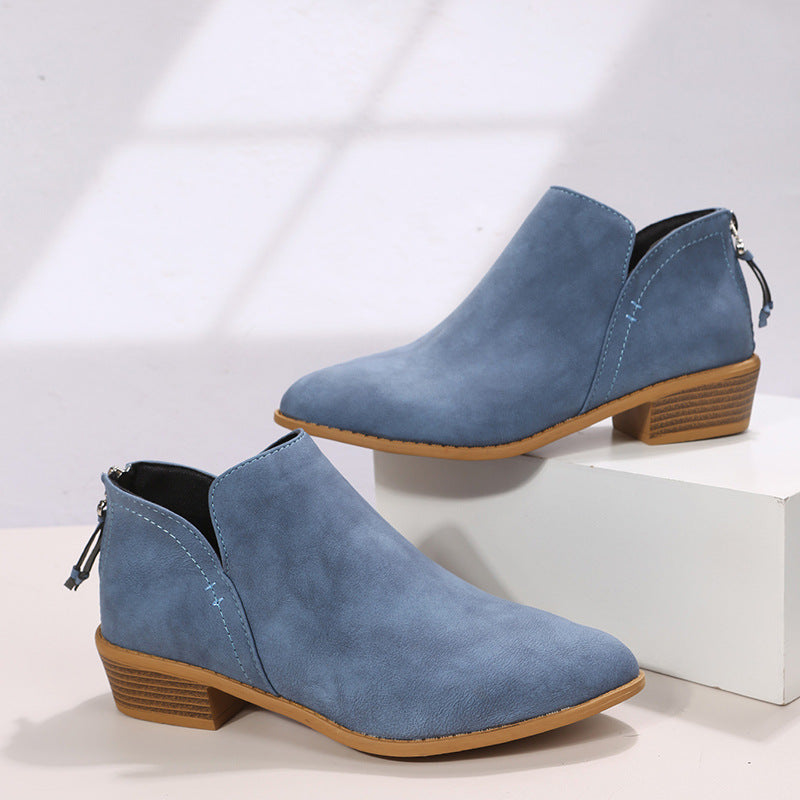 Damen nan spitz zulaufende Schlupf-Ankleboots mit kleinem Blockabsatz und ergonomischem Komfortfußbett Drune