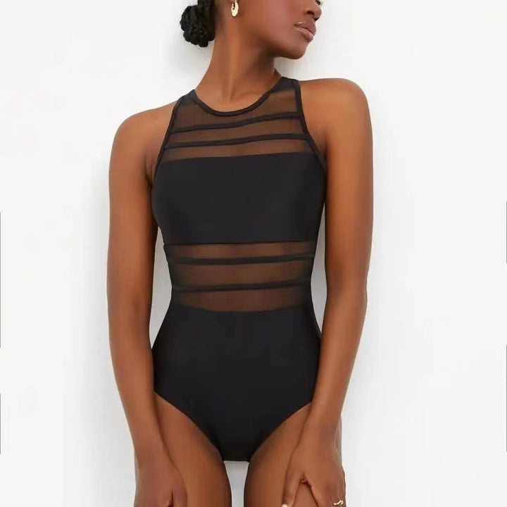 Damen Sportlicher Einteiler mit transparenten Einsätzen Drune