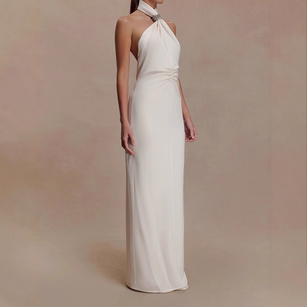 Damen Elegantes Halterkleid mit Raffung Drune