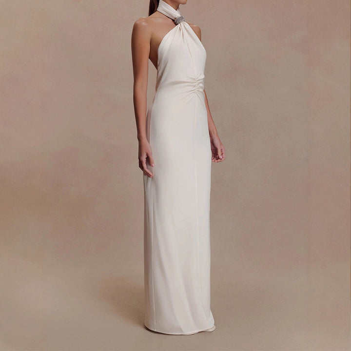 Damen Elegantes Halterkleid mit Raffung Drune