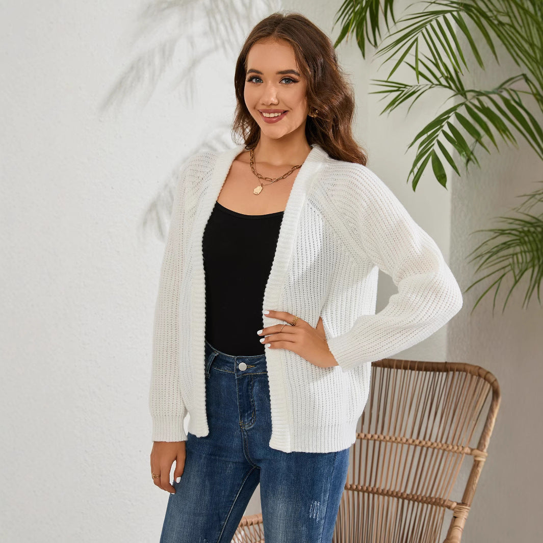 Damen Grobstrick Cardigan mit lässiger Passform und offenen Front Drune
