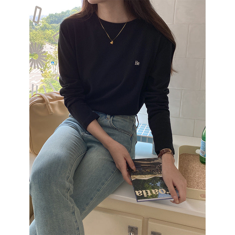 Damen lässiges Langarmshirt mit minimalistischen Details Drune