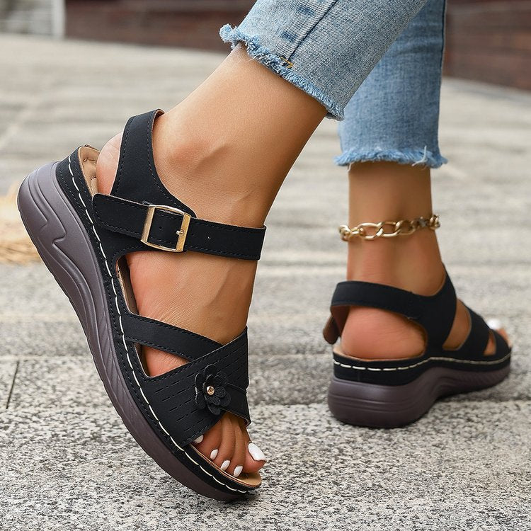 Damen Elegante Sandalen mit verstellbaren Riemen und ergonomischem Fußbett Drune