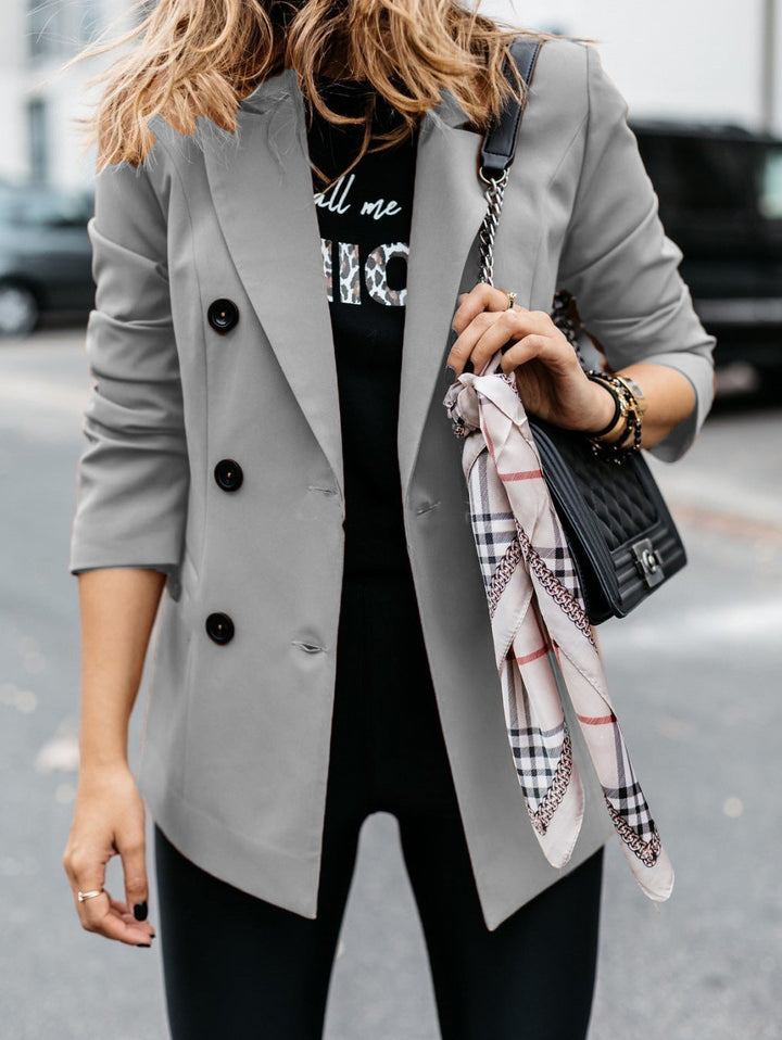 Damen eleganter taillierter Blazer mit doppelter Knopfleiste Drune