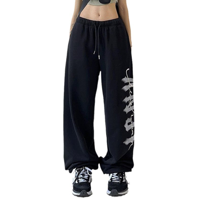 Damen Lässige Freizeithose mit modischem Schriftzug Drune