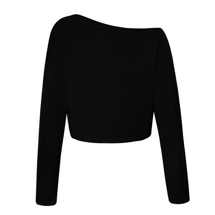 Damen Cropped Langarmshirt mit weitem Boot-Ausschnitt und dropped-shoulder Drune