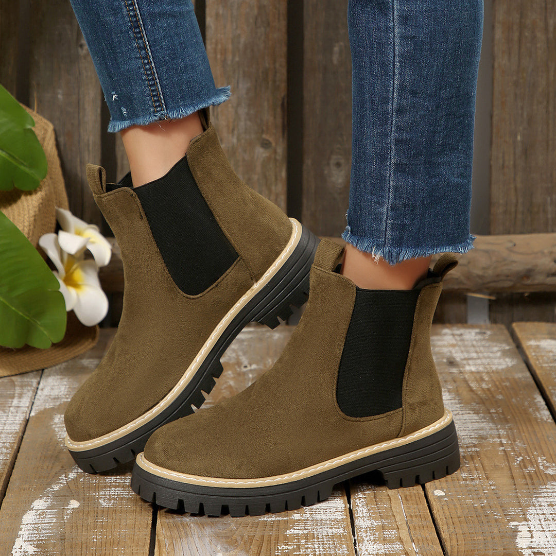 Damen nan Chelsea-Boots mit profilierter Traktorsohle und elastischen Seiteneinsätzen Drune