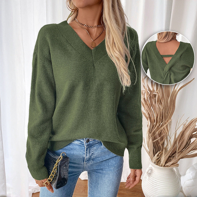 Damen V-Ausschnitt Pullover Drune
