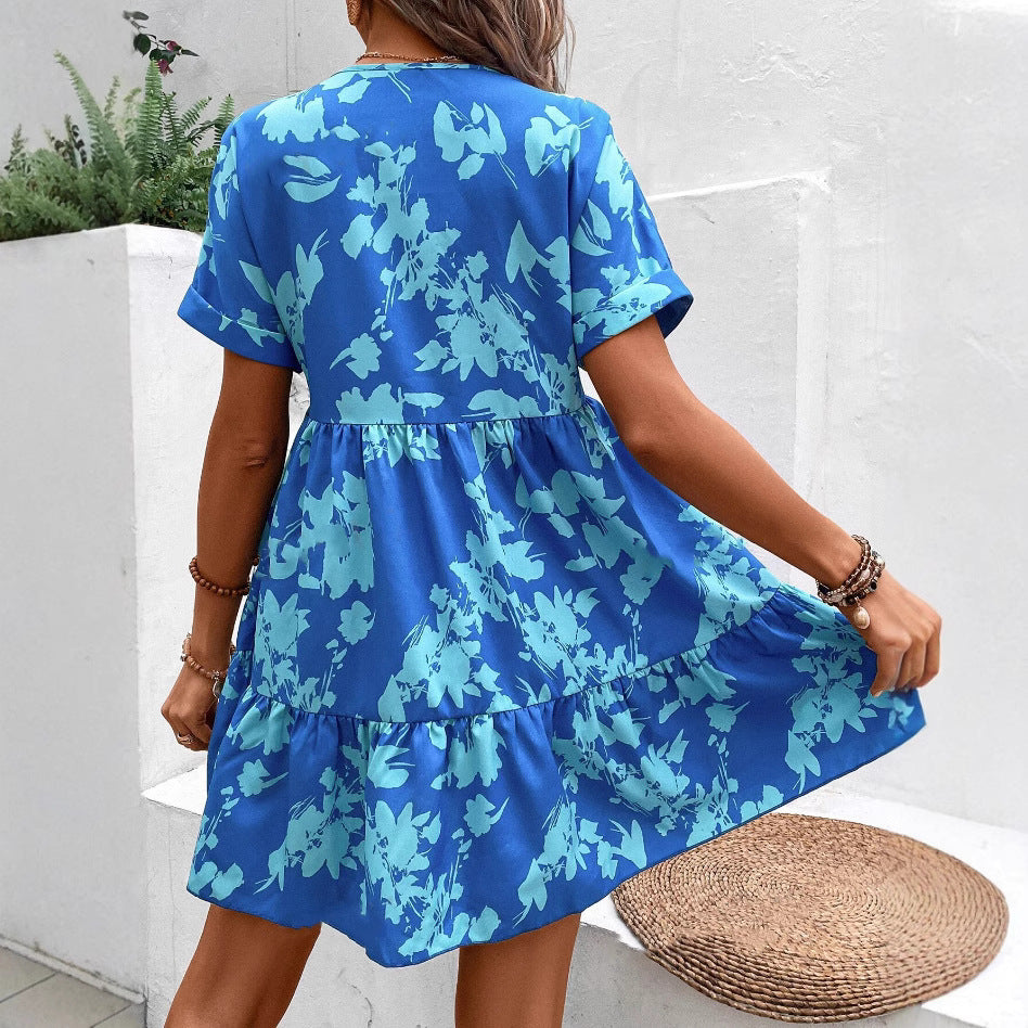 Damen lässiges Blusenkleid mit fließendem Schnitt und floralem Design Drune