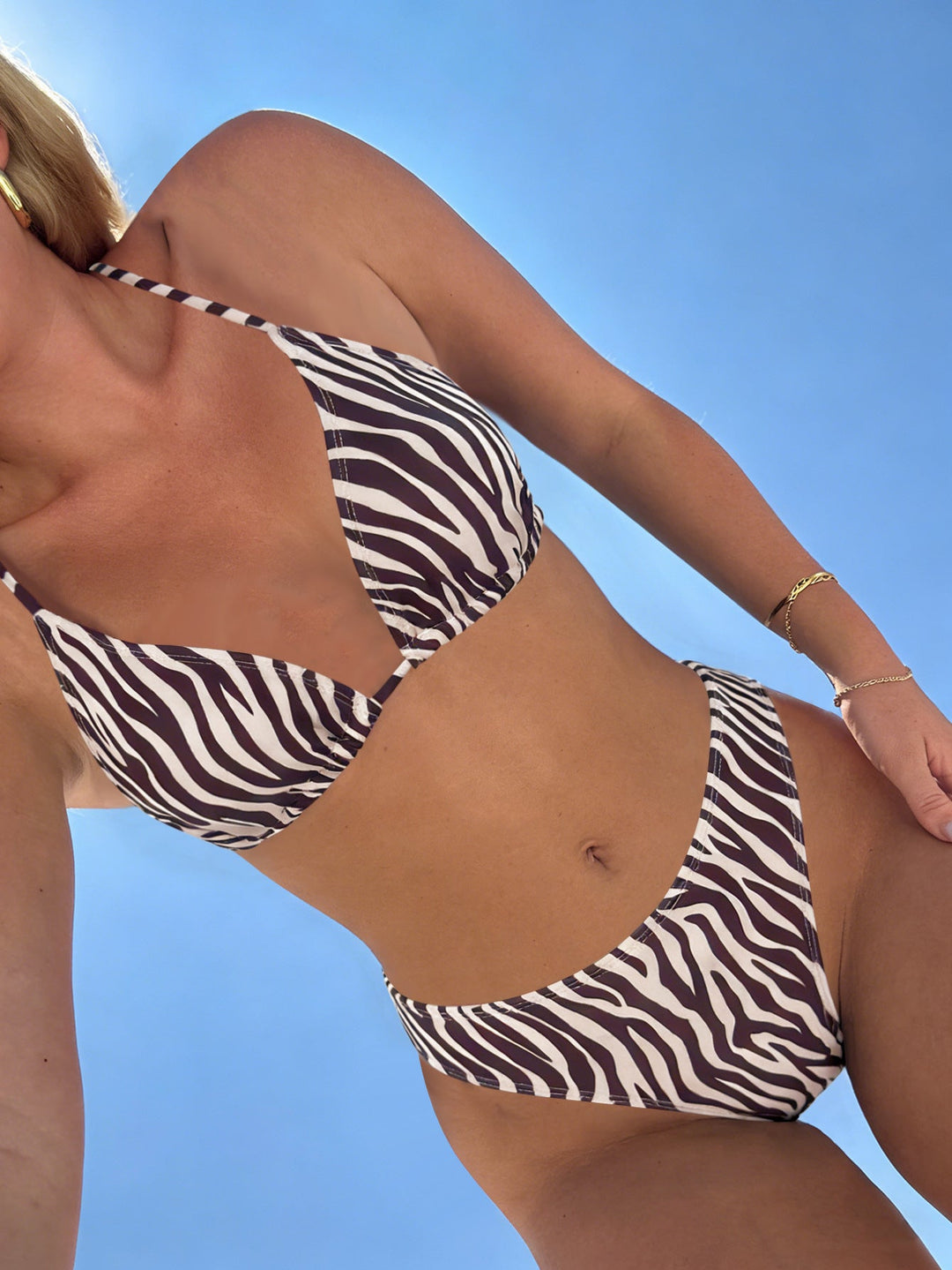 Damen Triangel-Bikini mit modischem Tupfenmuster und verstellbaren Trägern Drune