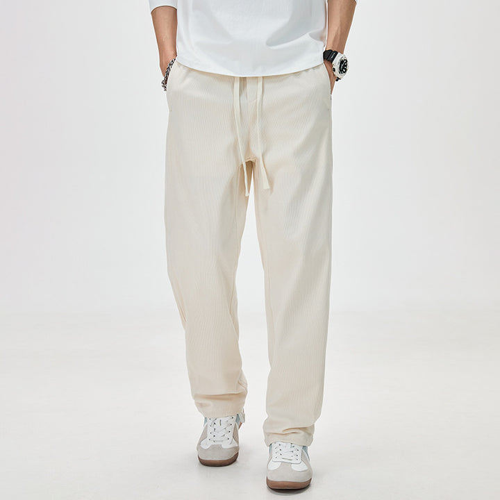 Herren Cordhose mit Kordelzug und geradem Bein Drune