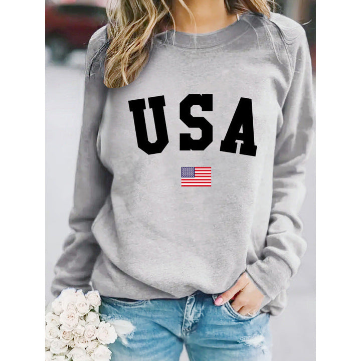 Damen Sweatshirt mit modernem USA-Statement und gemütlicher Passform Drune