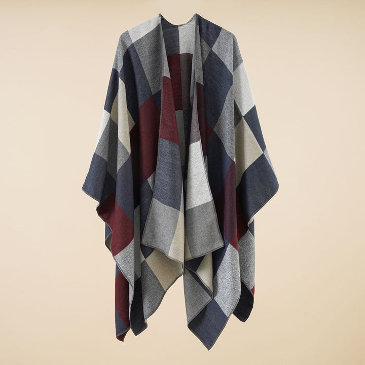 Damen Leichter Jacquard-Poncho mit geometrischem Muster und asymmetrischem Saum Drune