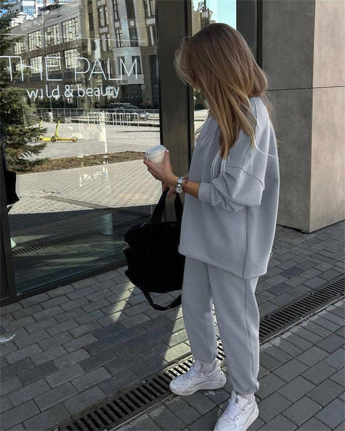 Damen kuscheliges oversized Sweatshirt und Jogginghose Set aus French Terry Drune