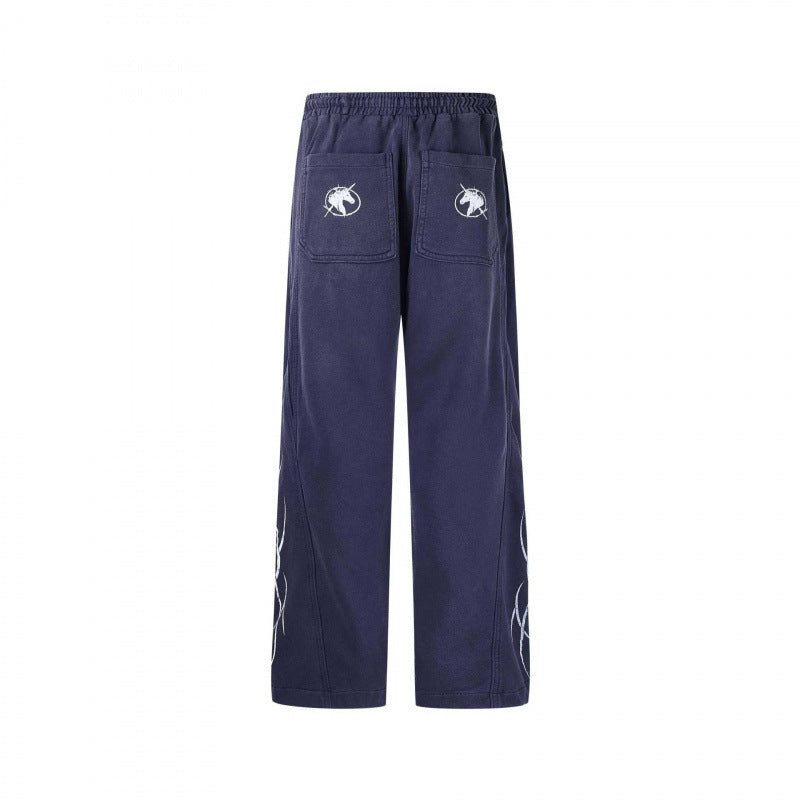 Herren weite Sweatpants im Baggy‑Cut mit Elastikbund, Kordelzug und geraffter Kniepartie Drune