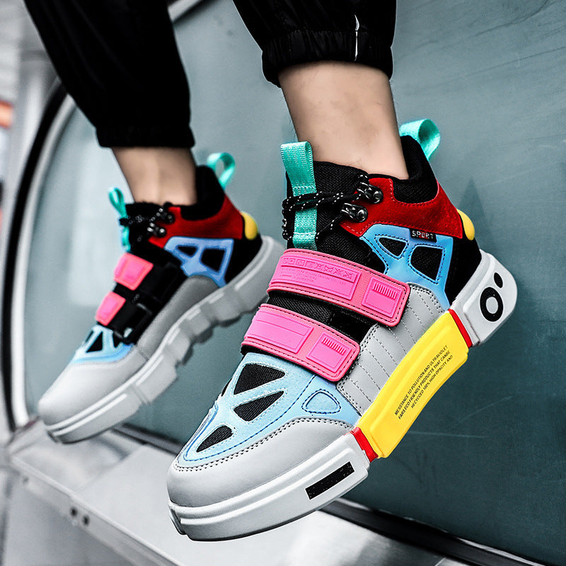 Herren High-Top Chunky-Sneaker mit Doppel-Klettverschluss, gepolstertem Knöchelkragen und markanter Blocksohle Drune