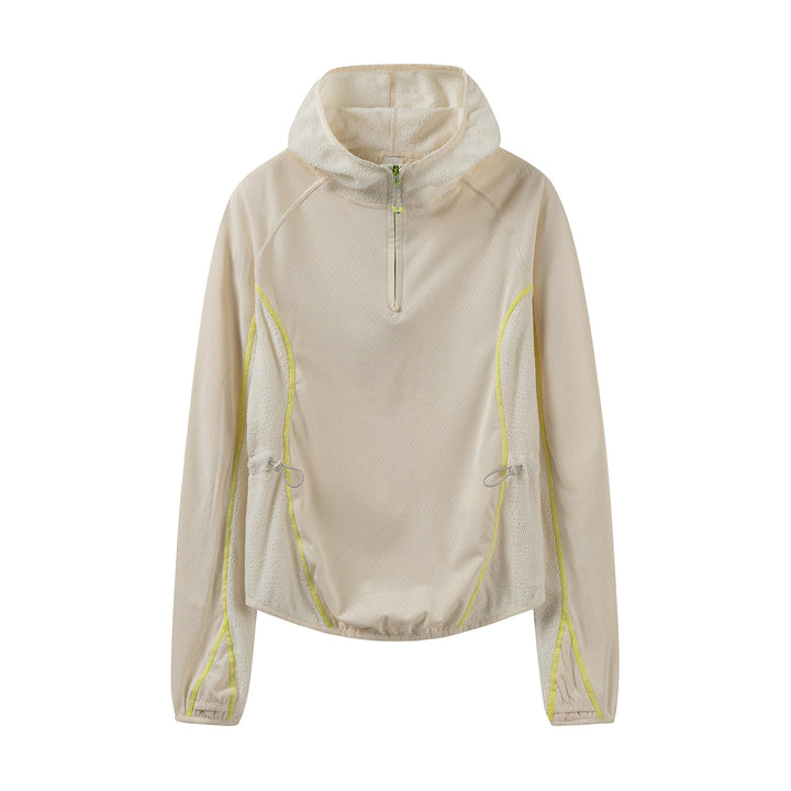 Damen Leichter Kapuzen‑Halfzip mit Sherpa‑Einsätzen und verstellbarem Saum Drune