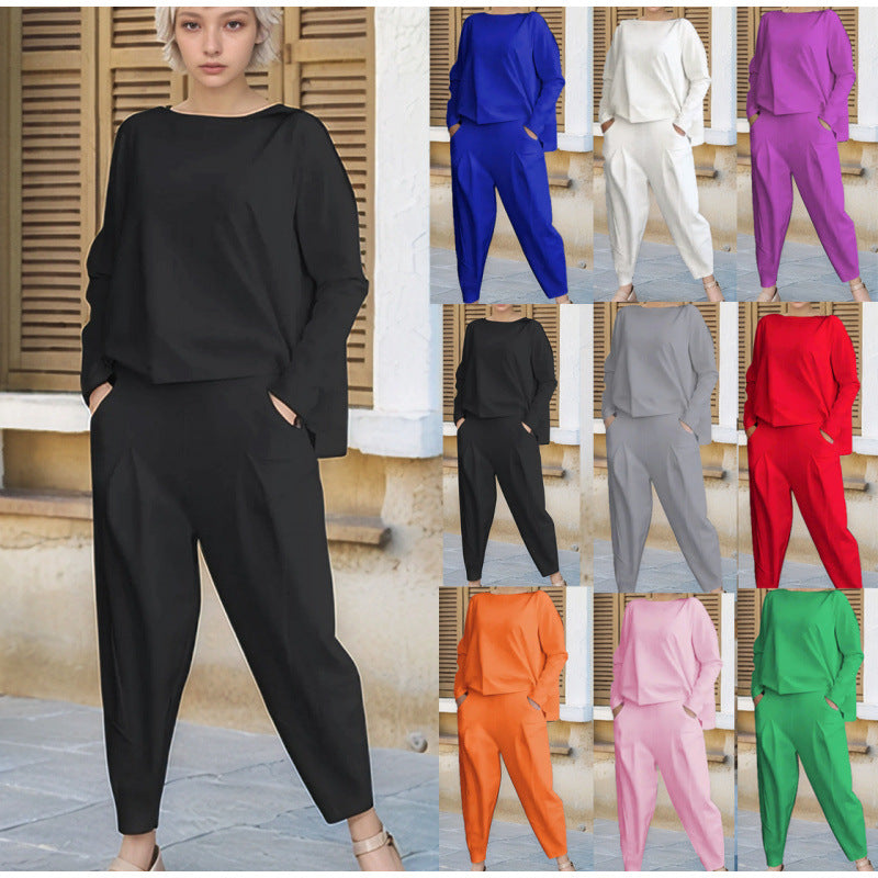 Damen Sportliches Sweat-Outfit mit elastischem Bund und geräumigen Taschen Drune