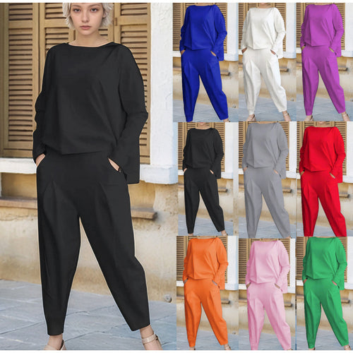 Damen Sportliches Sweat-Outfit mit elastischem Bund und geräumigen Taschen Drune