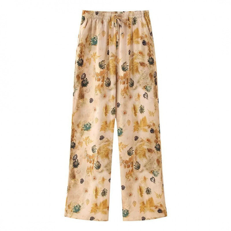 Damen Seidenähnliche Bluse mit floralem Aquarellprint, Hemdkragen und aufgesetzter Brusttasche Drune