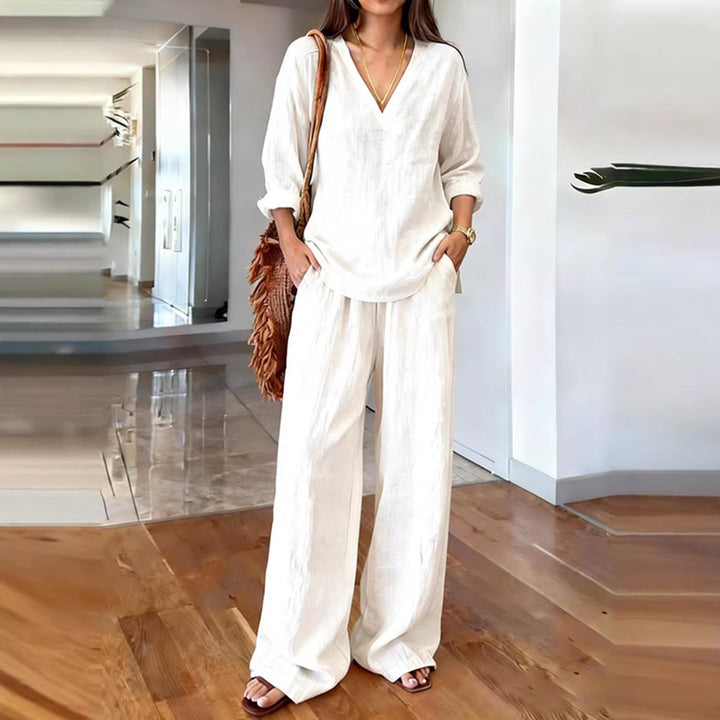 Damen Bequeme Leinen-Hose mit lässigem Schnitt und praktischen Taschen Drune