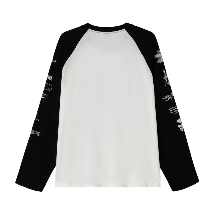 Unisex Langarm-Raglanshirt mit grafischem Print und kontrastierendem Rundhalsausschnitt Drune