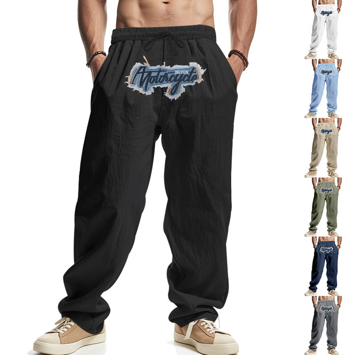 Herren lässige Freizeithose mit elastischem Bund und aufgesticktem Design Drune