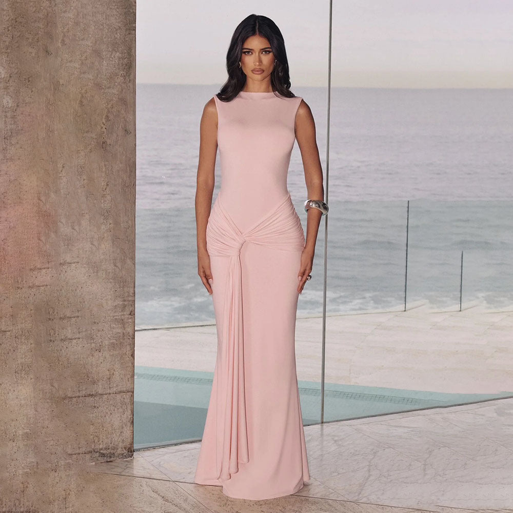 Damen Elegantes Wickel-Maxi-Kleid mit hohem Schlitz und raffinierter Drapierung Drune
