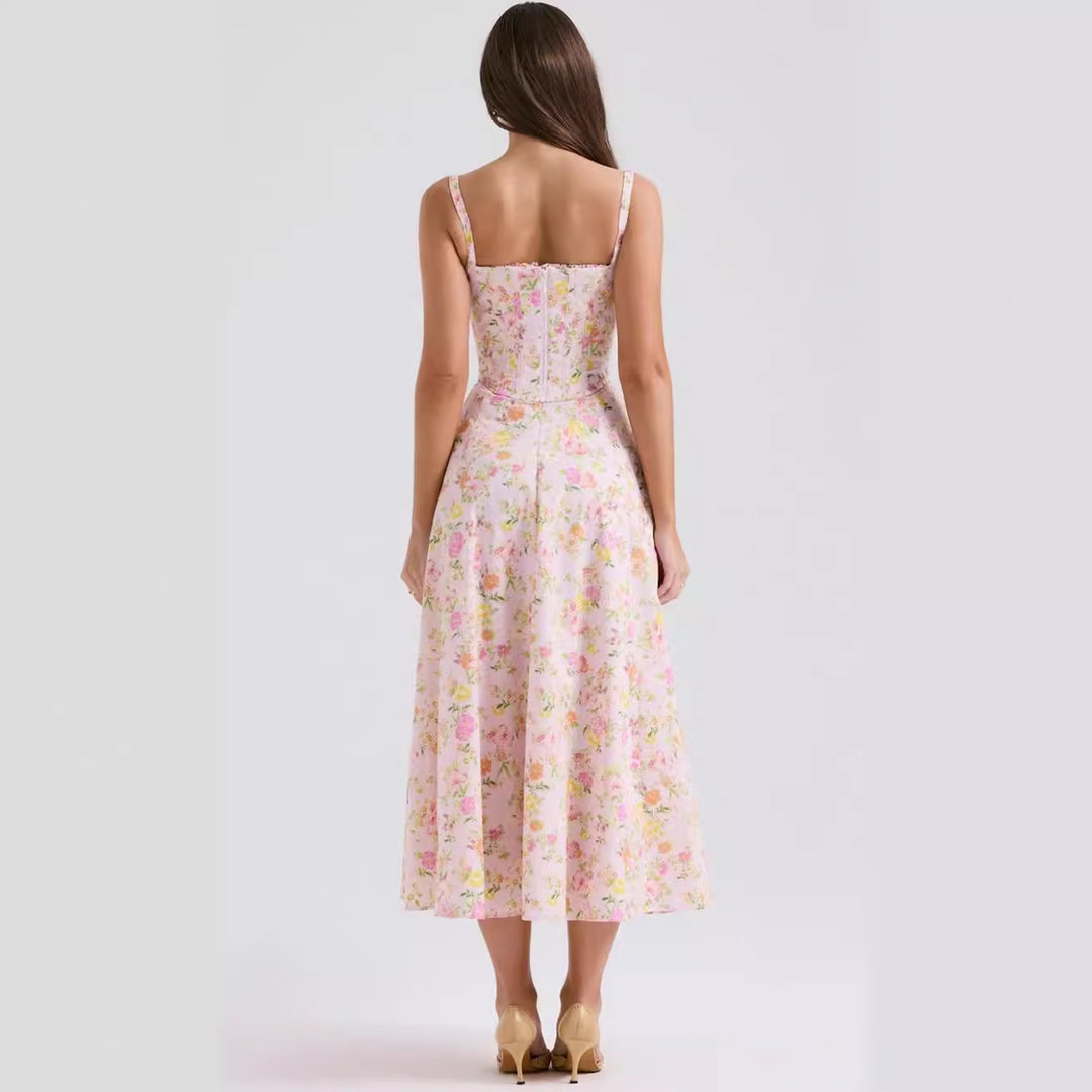 Damen Hochwertiges Maxikleid mit verspieltem Blumenmuster Drune