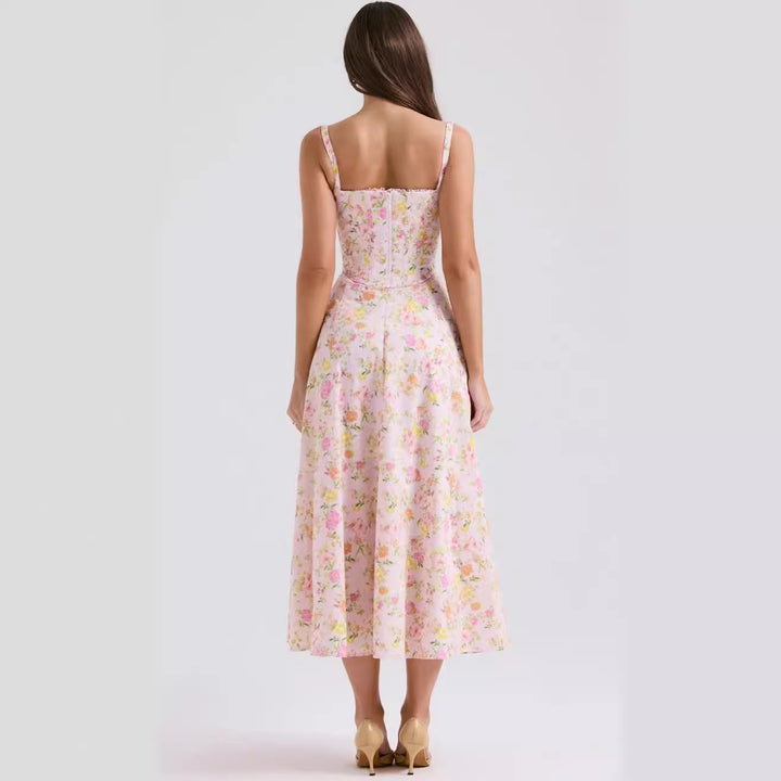 Damen Hochwertiges Maxikleid mit verspieltem Blumenmuster Drune