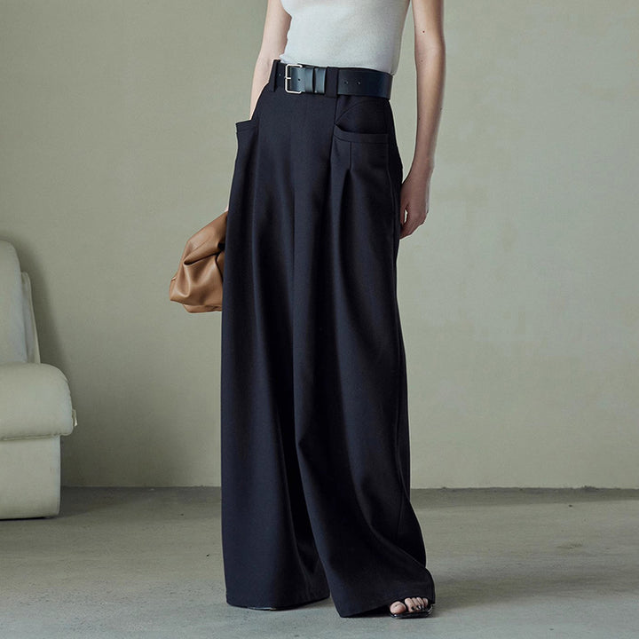 Damen elegante und weit geschnittene Palazzo-Hose Drune