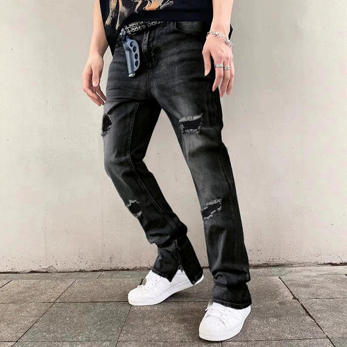 Herren Flared Jeans mit Reißverschluss Drune