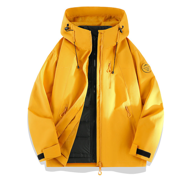 Damen Leichte wasserdichte Kapuzenjacke mit Teddy‑Charm und verdeckten Reißverschlusstaschen Drune