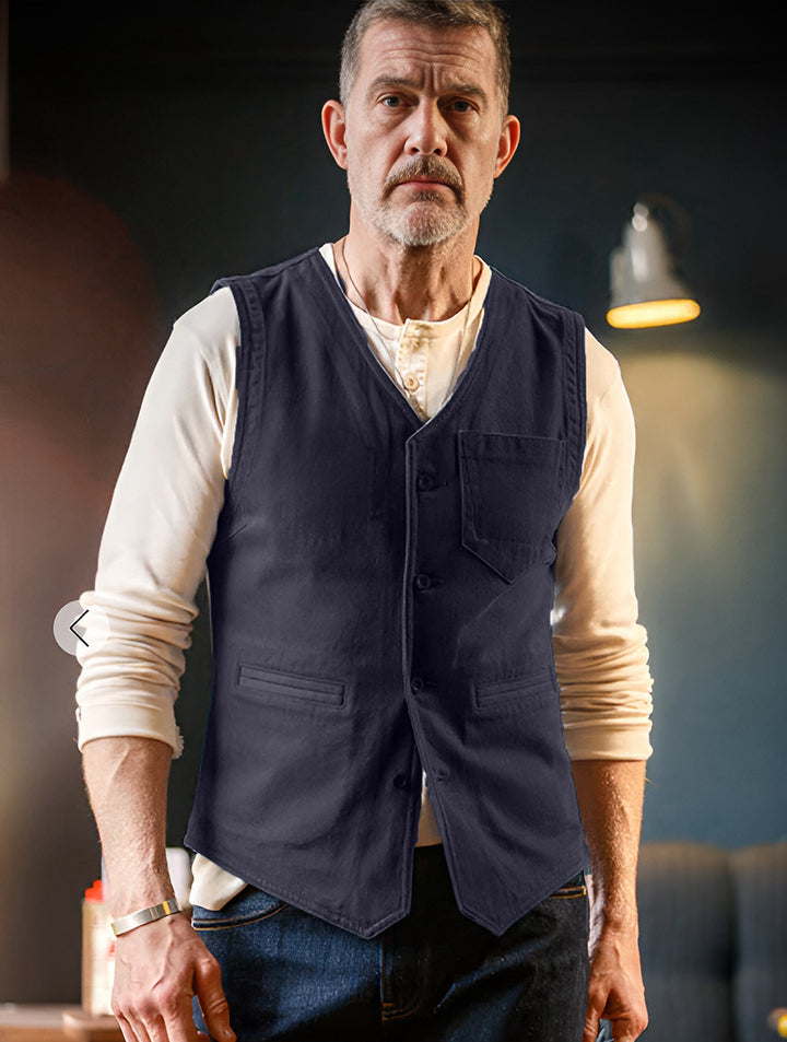 Herren modische Weste im Vintage-Stil mit Taschen Drune