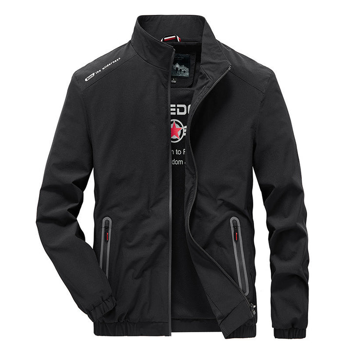 Herren Leichte Softshell-Windjacke mit Stehkragen wasserabweisenden Reißverschlüssen und Mesh-Innenfutter Drune