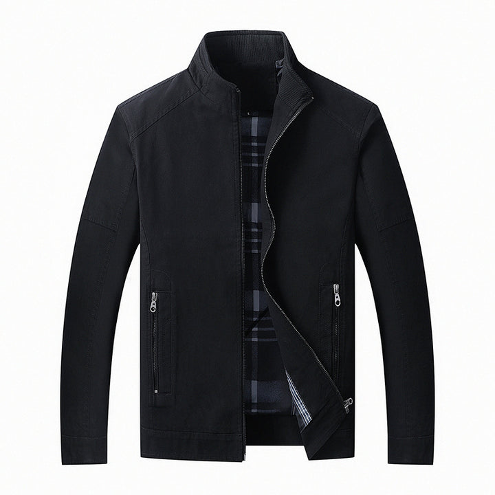 Herren funktionaler Canvas-Zip-Blouson mit Stehkragen und verdeckten Reißverschlusstaschen Drune