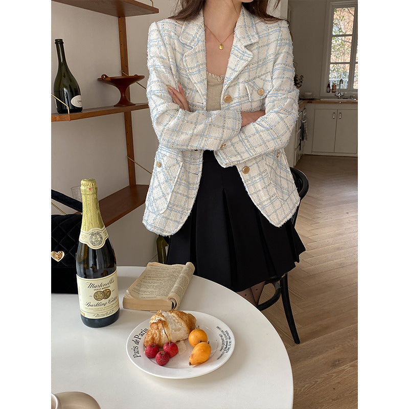 Damen Chice Tweed-Jacke mit modischen Knopfdetails Drune