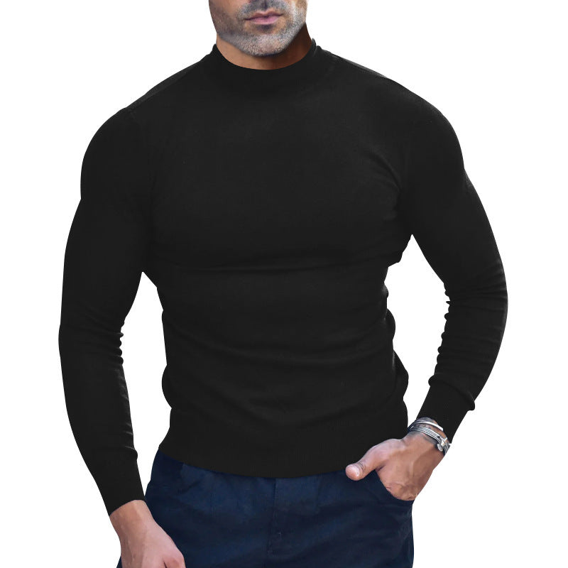 Herren nan körperbetonter Feinstrickpullover mit engem Rundhalsausschnitt Drune