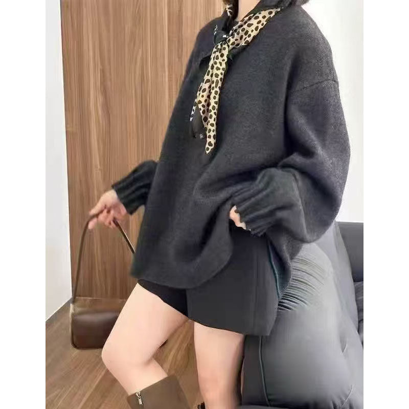 Damen lässiger Pullover mit strukturiertem Ärmel-Wickeldesign Drune