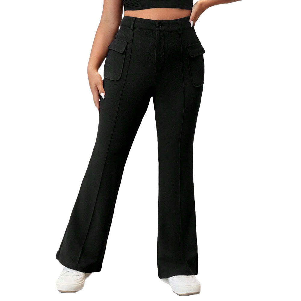 Damen Flared Hose mit praktischen Seitentaschen und elastischem Bund Drune